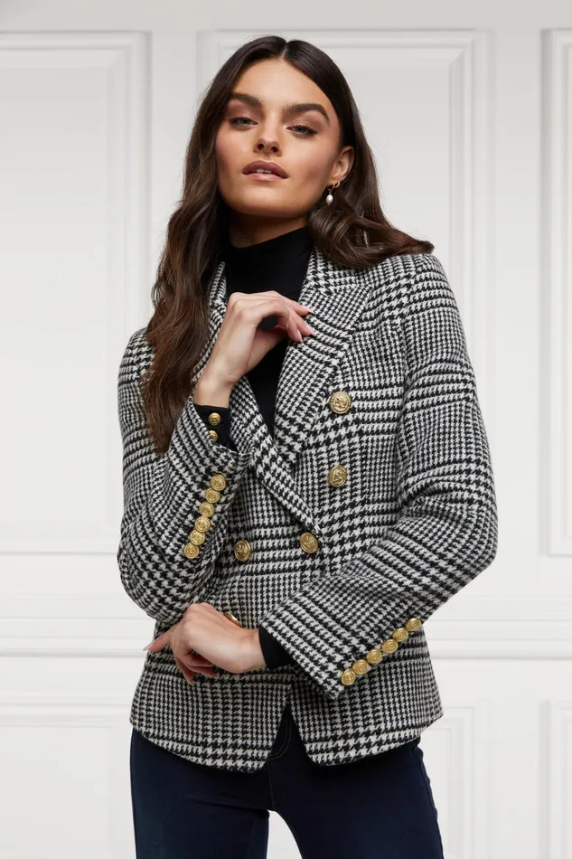 Holland Cooper Knightsbridge Blazer Large Scale Prince Of Wales Mono Women Tailoring