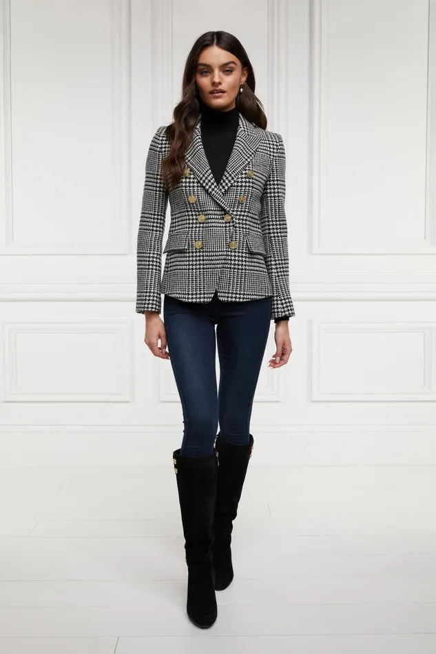 Holland Cooper Knightsbridge Blazer Large Scale Prince Of Wales Mono Women Tailoring