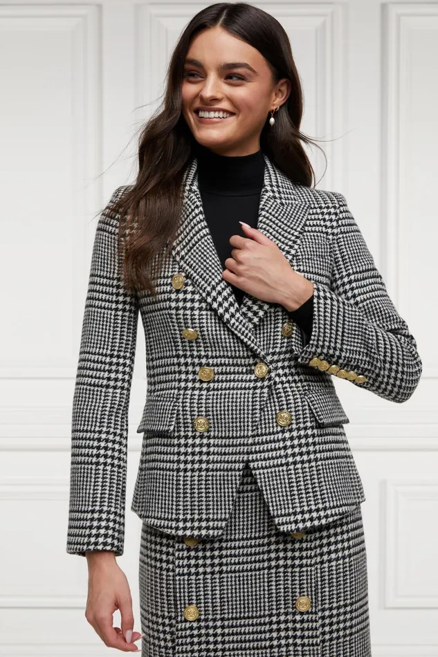 Holland Cooper Knightsbridge Blazer Large Scale Prince Of Wales Mono Women Tailoring