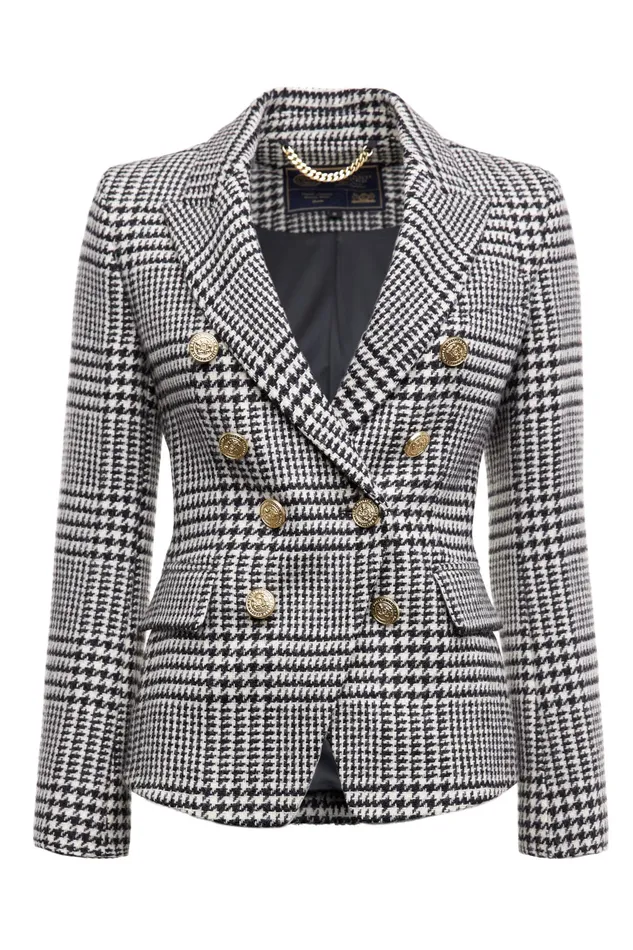 Holland Cooper Knightsbridge Blazer Large Scale Prince Of Wales Mono Women Tailoring