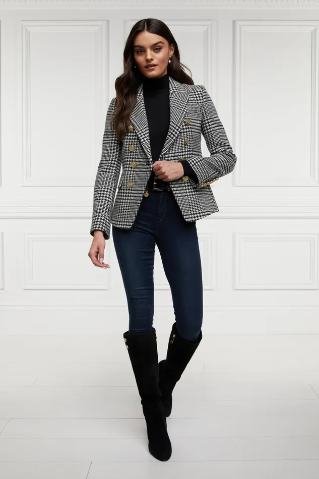 Holland Cooper Knightsbridge Blazer Large Scale Prince Of Wales Mono Women Tailoring