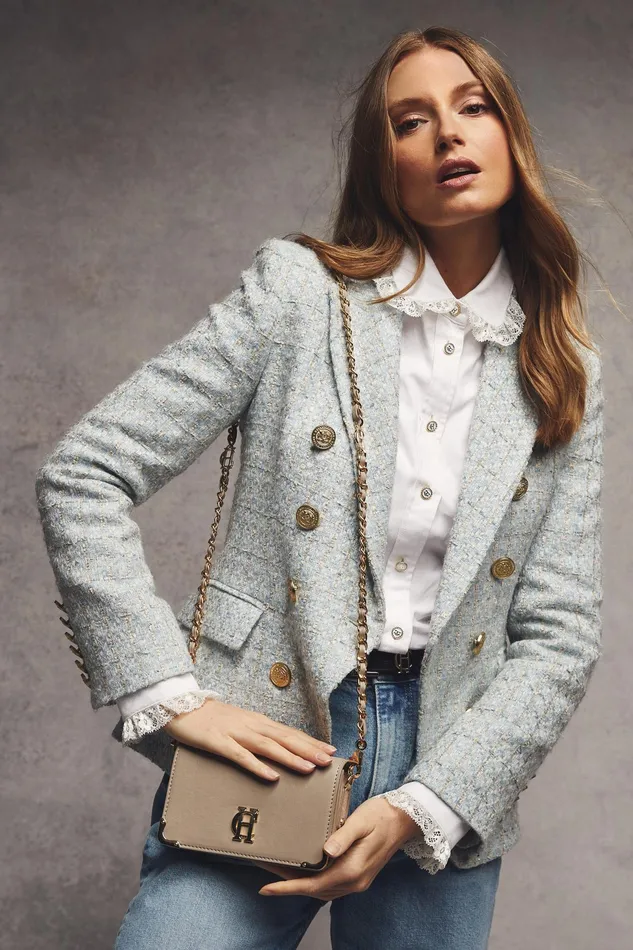 Holland Cooper Knightsbridge Blazer Sky Blue Boucle Women Blazers