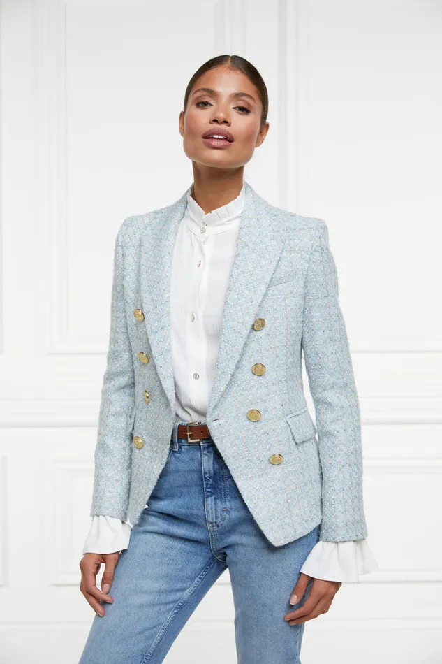 Holland Cooper Knightsbridge Blazer Sky Blue Boucle Women Blazers
