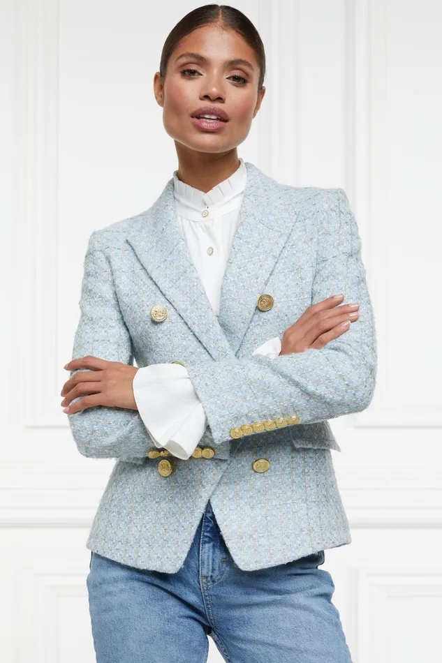 Holland Cooper Knightsbridge Blazer Sky Blue Boucle Women Blazers