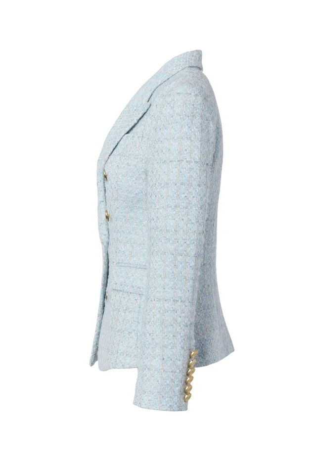 Holland Cooper Knightsbridge Blazer Sky Blue Boucle Women Blazers