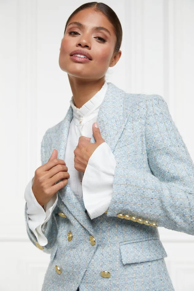 Holland Cooper Knightsbridge Blazer Sky Blue Boucle Women Blazers