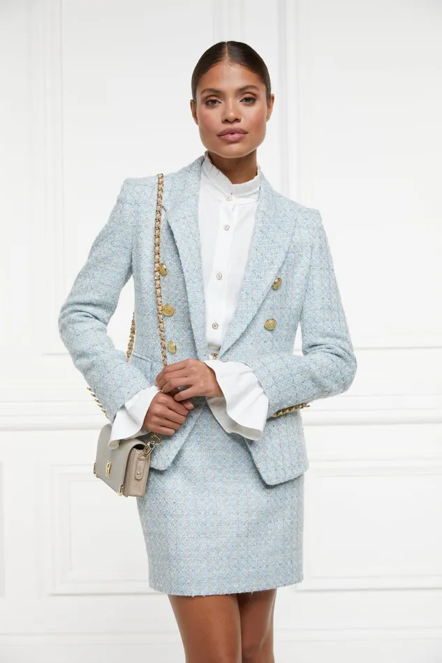 Holland Cooper Knightsbridge Blazer Sky Blue Boucle Women Blazers