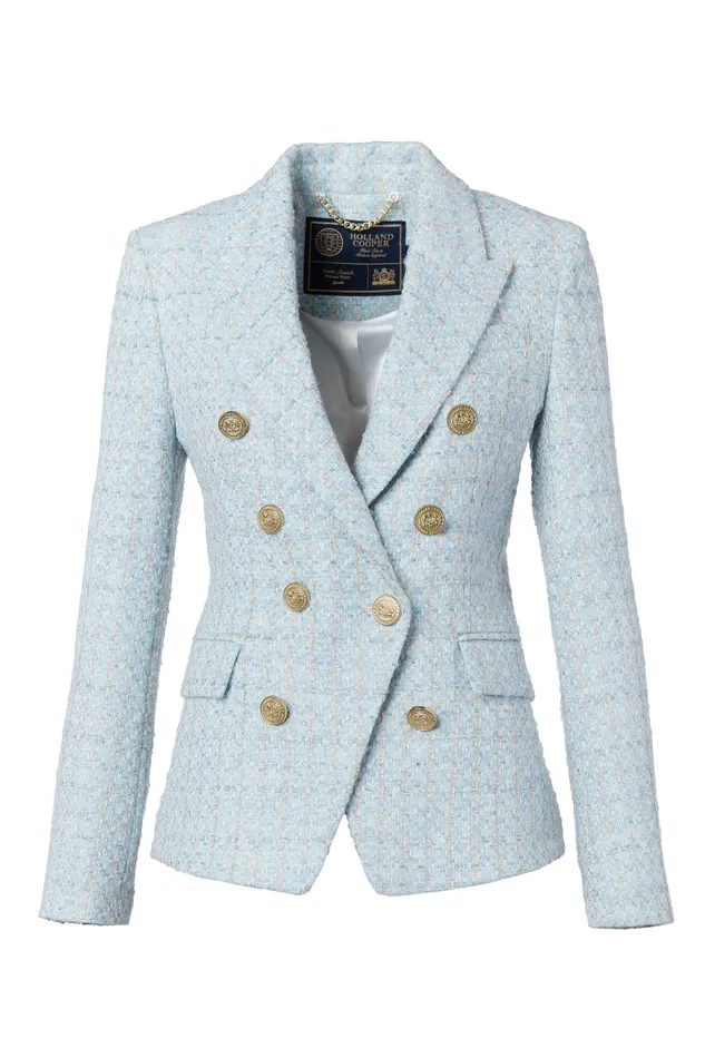 Holland Cooper Knightsbridge Blazer Sky Blue Boucle Women Blazers