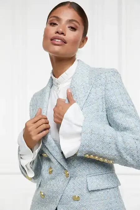 Holland Cooper Knightsbridge Blazer Sky Blue Boucle Women Blazers