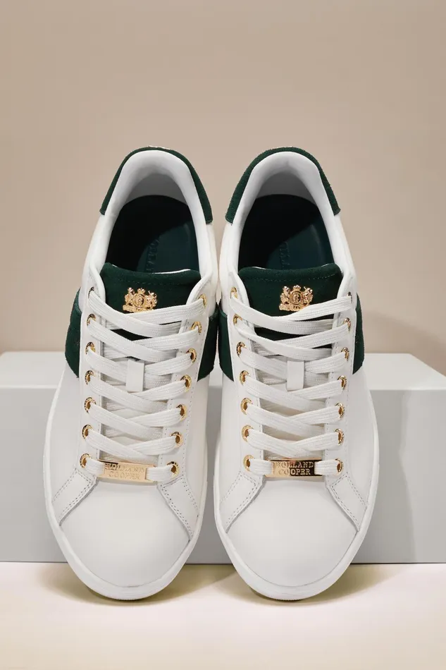 Holland Cooper Knightsbridge Court Trainer White Racing Green Women Trainers