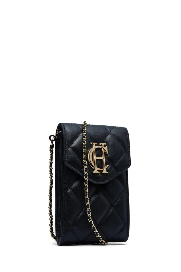 Holland Cooper Knightsbridge Phone Pouch Black Quilted Women Clutch Bags Holland Cooper Knightsbridge Phone Pouch Black Quilted Women Clutch Bags