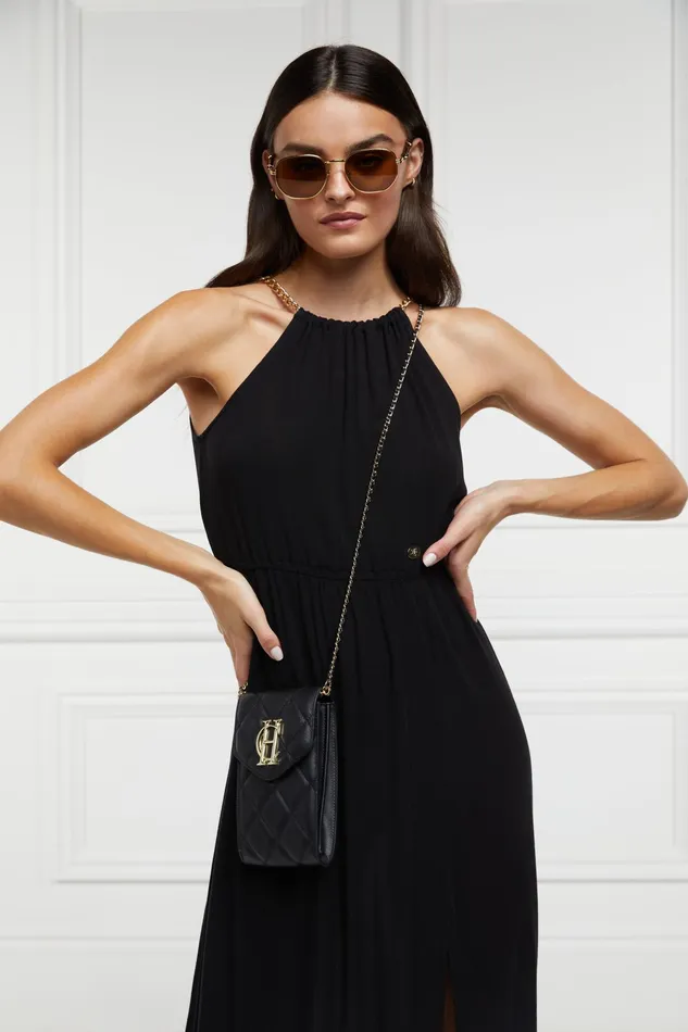 Holland Cooper Knightsbridge Phone Pouch Black Quilted Women Clutch Bags Holland Cooper Knightsbridge Phone Pouch Black Quilted Women Clutch Bags