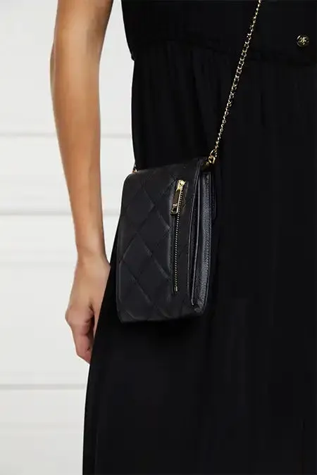 Holland Cooper Knightsbridge Phone Pouch Black Quilted Women Clutch Bags Holland Cooper Knightsbridge Phone Pouch Black Quilted Women Clutch Bags