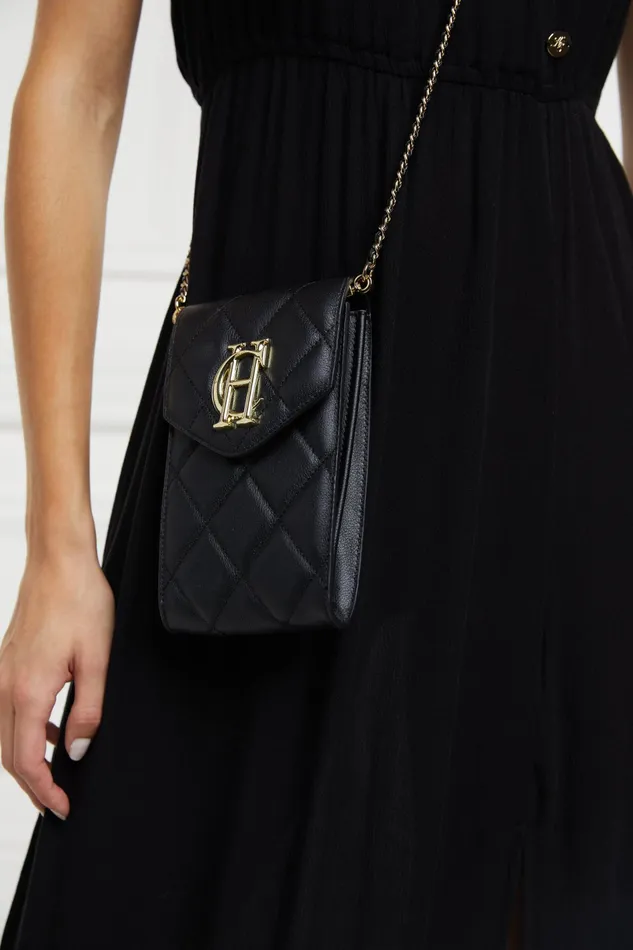Holland Cooper Knightsbridge Phone Pouch Black Quilted Women Clutch Bags Holland Cooper Knightsbridge Phone Pouch Black Quilted Women Clutch Bags