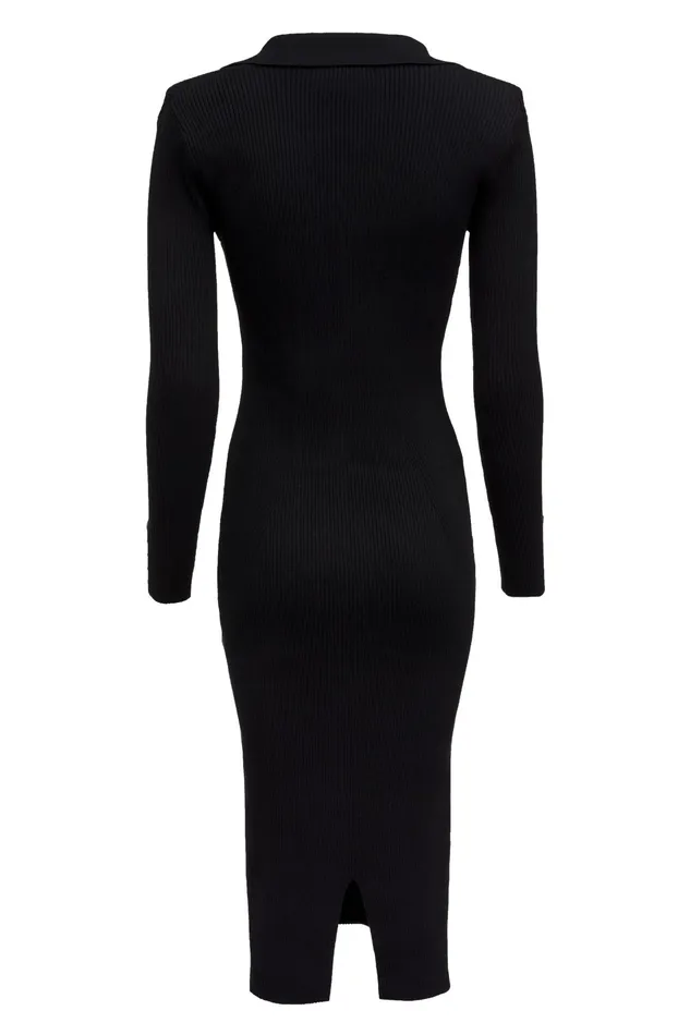 Holland Cooper Knitted Shirt Dress Black Women Dresses