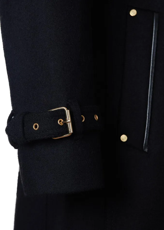 Holland Cooper Marlborough Shearling Trench Coat Soft Black Women Tailoring
