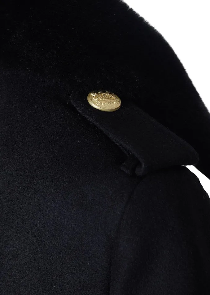 Holland Cooper Marlborough Shearling Trench Coat Soft Black Women Tailoring