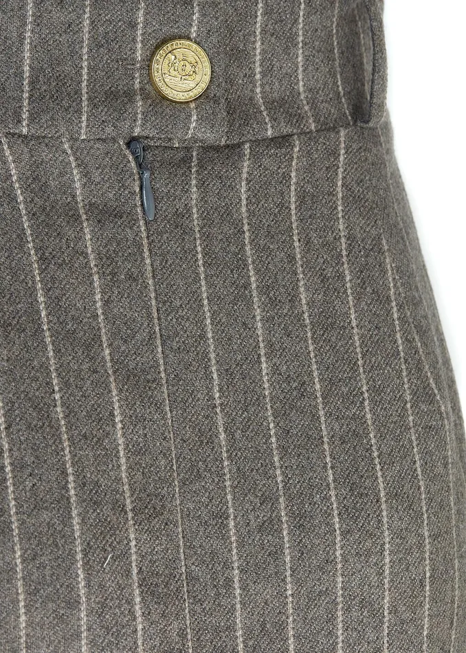 Holland Cooper Mayfair Pencil Skirt Soft Grey Pinstripe Women Skirts Holland Cooper Mayfair Pencil Skirt Soft Grey Pinstripe Women Skirts