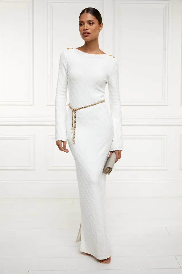 Holland Cooper Olive Maxi Dress White Women Dresses