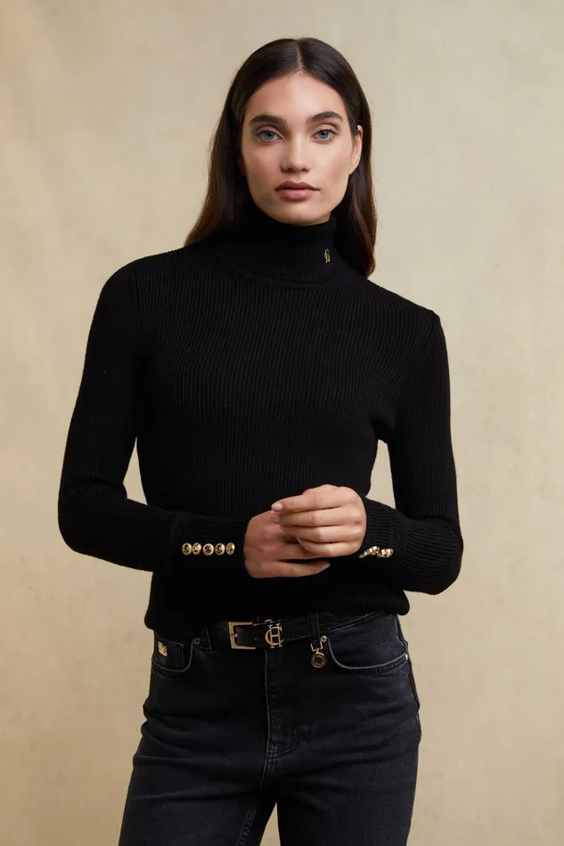 Holland Cooper Painswick Roll Neck Black Women Knitwear