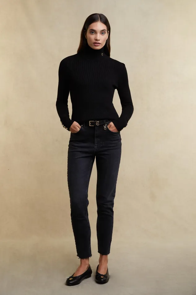 Holland Cooper Painswick Roll Neck Black Women Knitwear Holland Cooper Painswick Roll Neck Black Women Knitwear