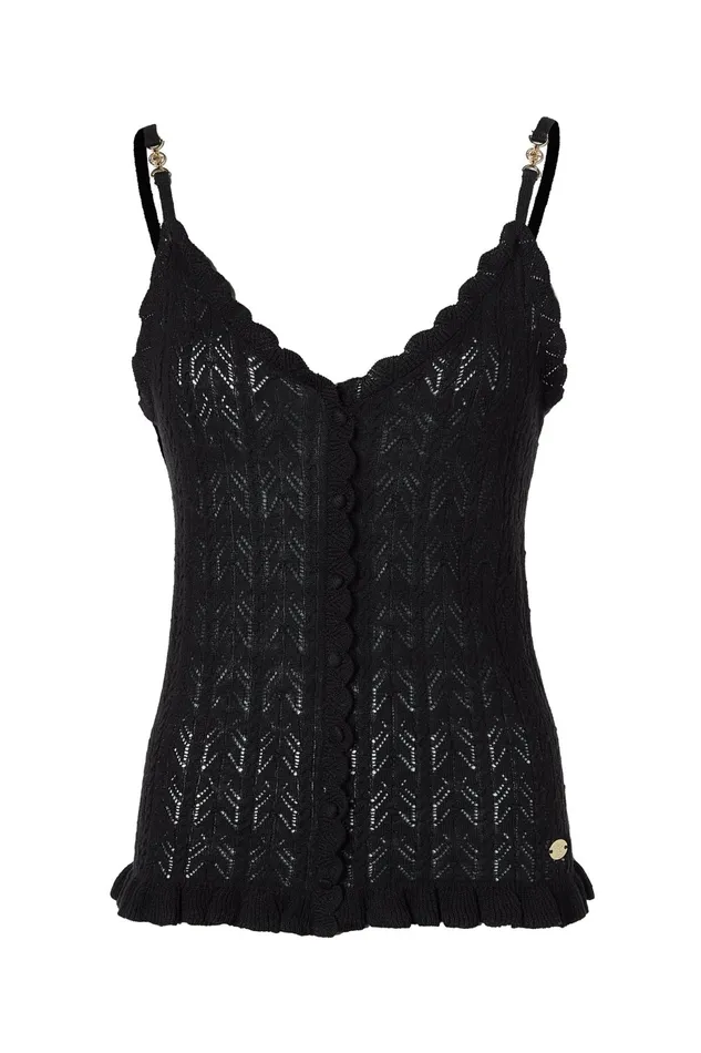 Holland Cooper Pointelle Cami Black Women Tops Holland Cooper Pointelle Cami Black Women Tops
