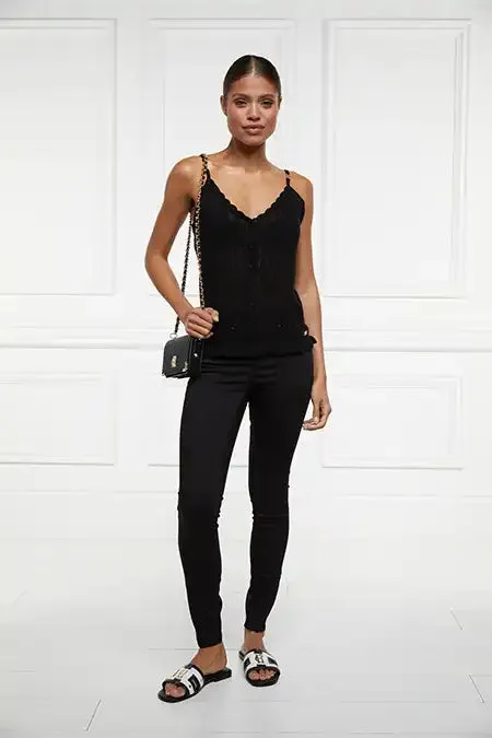Holland Cooper Pointelle Cami Black Women Tops Holland Cooper Pointelle Cami Black Women Tops