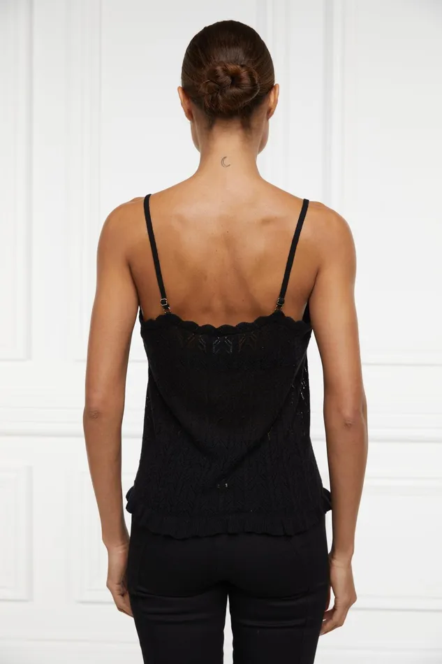 Holland Cooper Pointelle Cami Black Women Tops Holland Cooper Pointelle Cami Black Women Tops