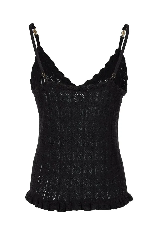 Holland Cooper Pointelle Cami Black Women Tops Holland Cooper Pointelle Cami Black Women Tops