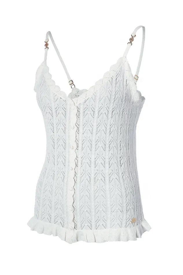 Holland Cooper Pointelle Cami Natural Women Tops Holland Cooper Pointelle Cami Natural Women Tops