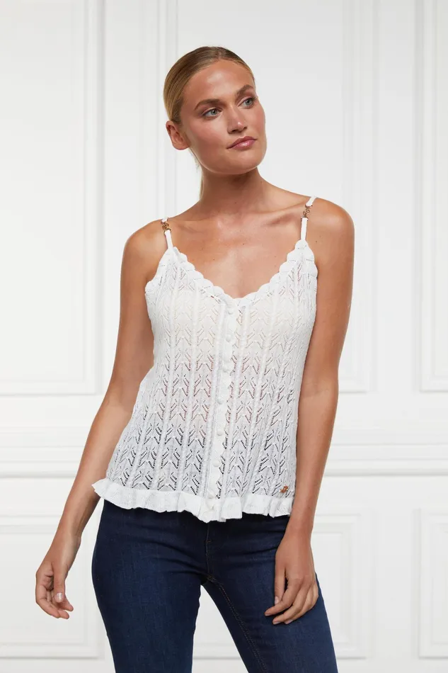 Holland Cooper Pointelle Cami Natural Women Tops Holland Cooper Pointelle Cami Natural Women Tops