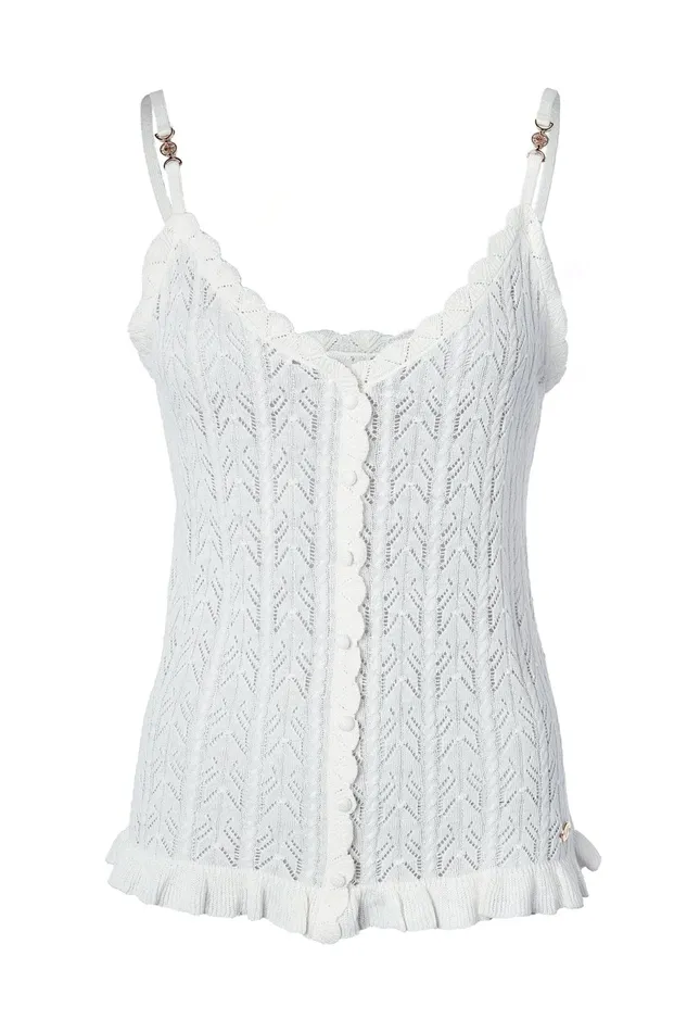 Holland Cooper Pointelle Cami Natural Women Tops Holland Cooper Pointelle Cami Natural Women Tops