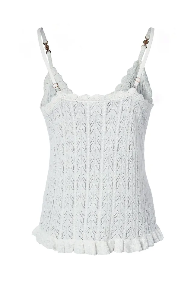 Holland Cooper Pointelle Cami Natural Women Tops Holland Cooper Pointelle Cami Natural Women Tops