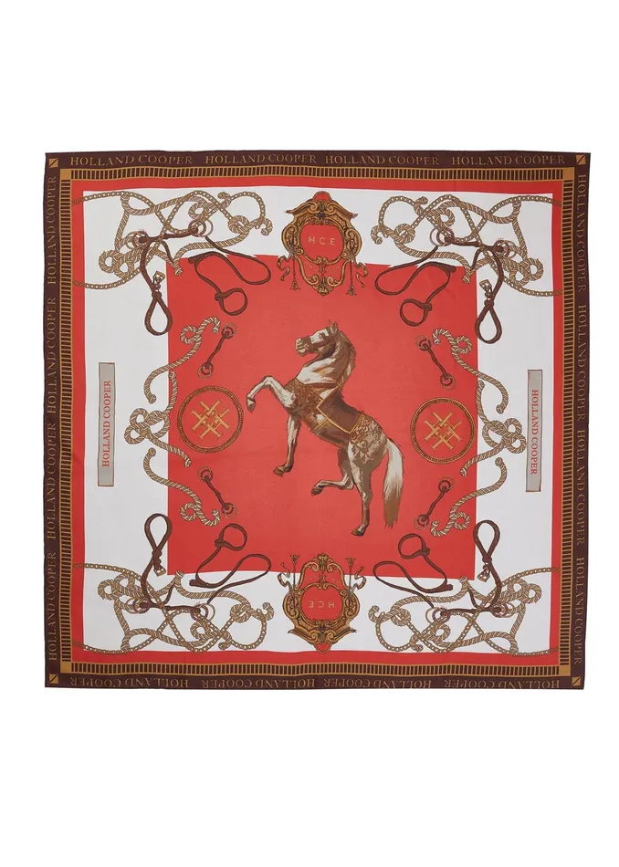 Holland Cooper Regal Horse Silk Scarf Sienna Women Scarves