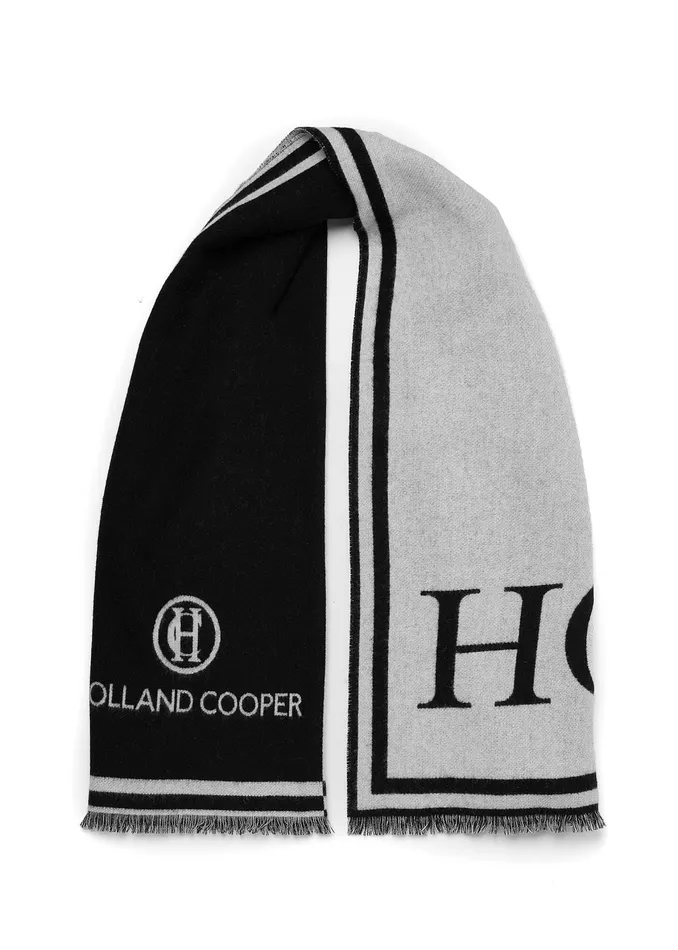 Holland Cooper Regency Monogram Scarf Black White Women Scarves