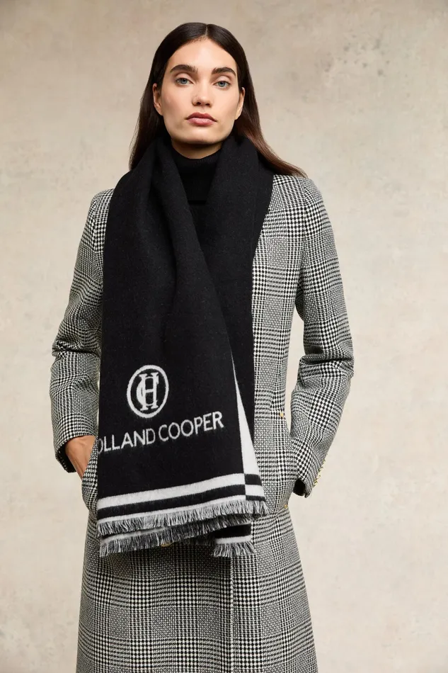 Holland Cooper Regency Monogram Scarf Black White Women Scarves Holland Cooper Regency Monogram Scarf Black White Women Scarves