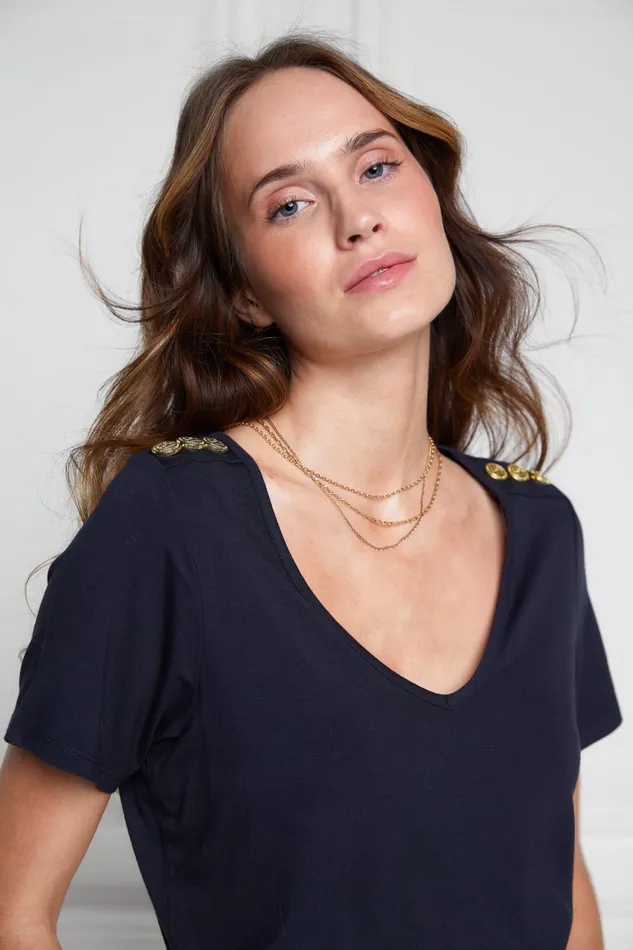 Holland Cooper Relax Fit VNeck Tee Navy Women Tops Holland Cooper Relax Fit VNeck Tee Navy Women Tops