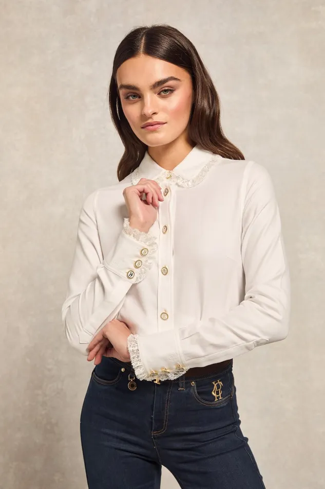 Holland Cooper Rose Shirt White Women Shirts and Blouses