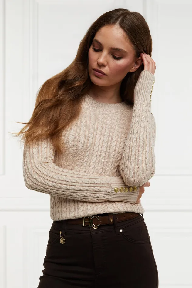 Holland Cooper Seattle Cable Crew Knit Oatmeal Women Knitwear