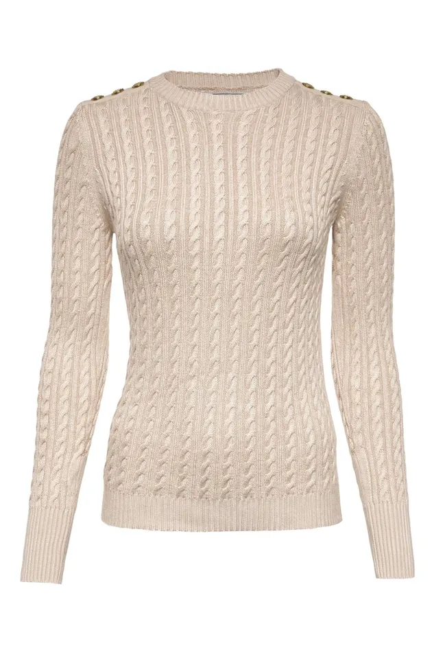 Holland Cooper Seattle Cable Crew Knit Oatmeal Women Knitwear