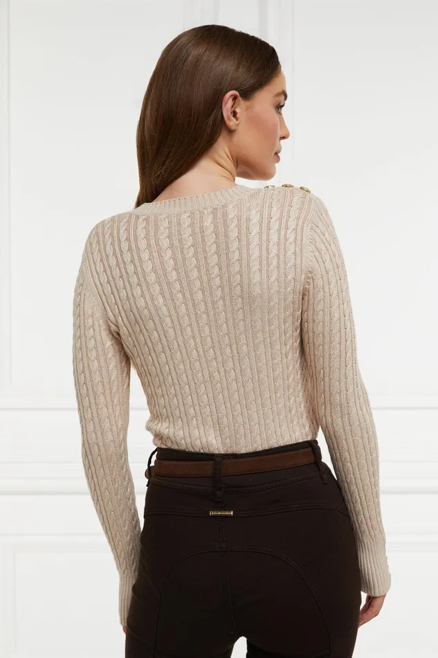 Holland Cooper Seattle Cable Crew Knit Oatmeal Women Knitwear