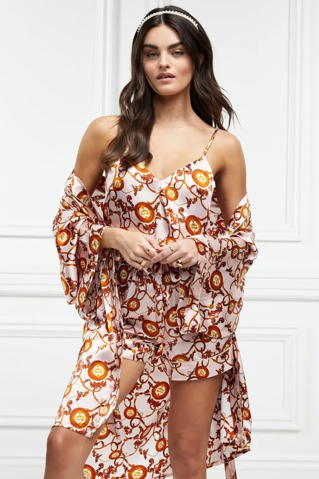 Holland Cooper Silk Dressing Gown Blush Women Sleepwear Holland Cooper Silk Dressing Gown Blush Women Sleepwear