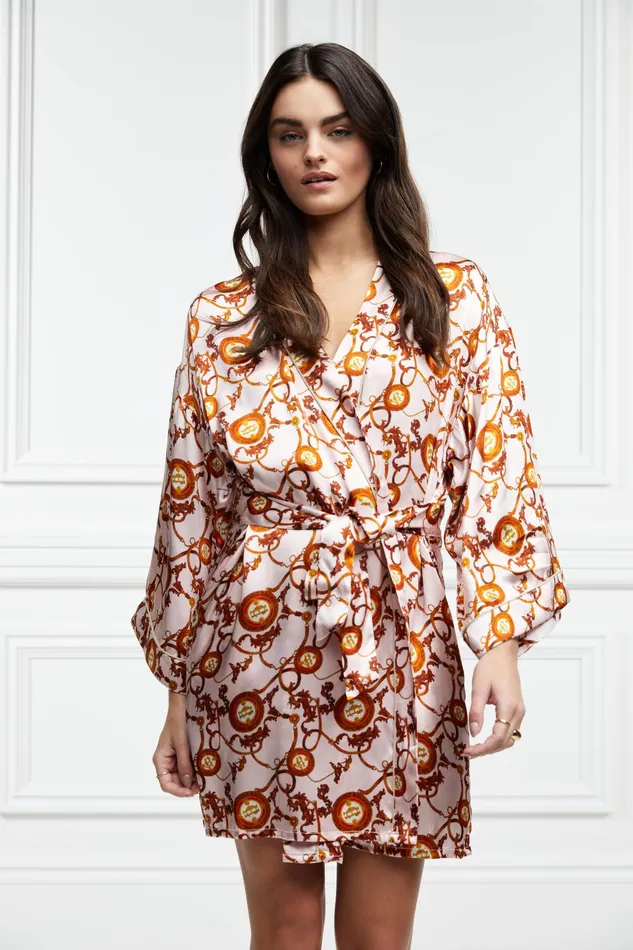 Holland Cooper Silk Dressing Gown Blush Women Sleepwear Holland Cooper Silk Dressing Gown Blush Women Sleepwear