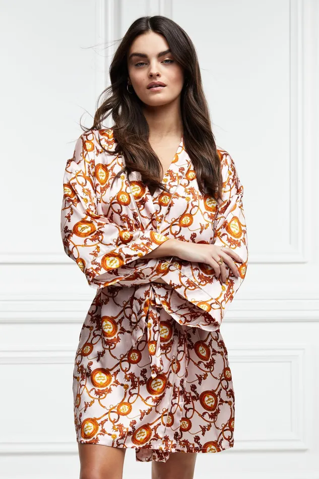 Holland Cooper Silk Dressing Gown Blush Women Sleepwear Holland Cooper Silk Dressing Gown Blush Women Sleepwear