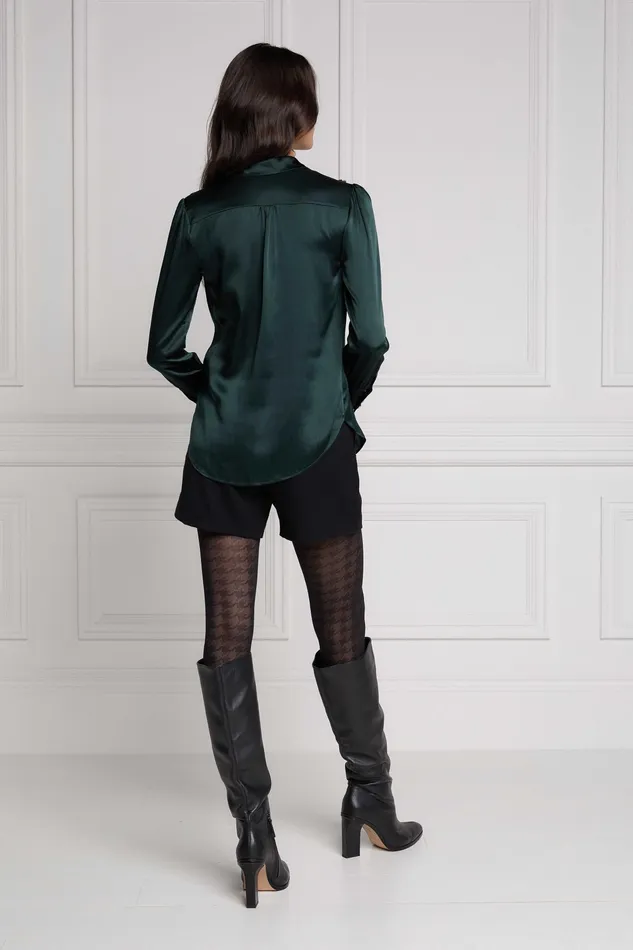 Holland Cooper Silk VNeck Blouse Emerald Women Shirts and Blouses Holland Cooper Silk VNeck Blouse Emerald Women Shirts and Blouses