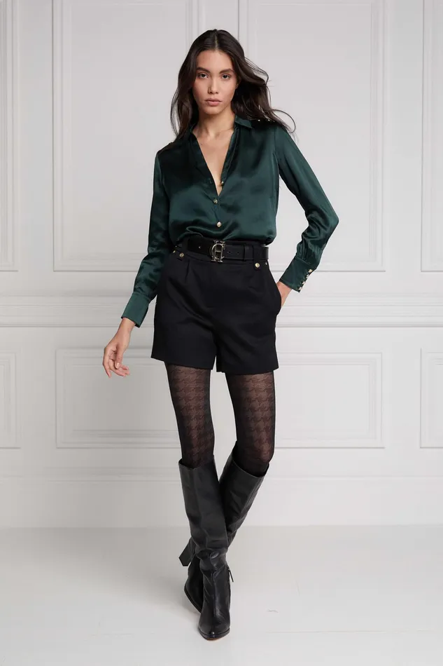 Holland Cooper Silk VNeck Blouse Emerald Women Shirts and Blouses Holland Cooper Silk VNeck Blouse Emerald Women Shirts and Blouses