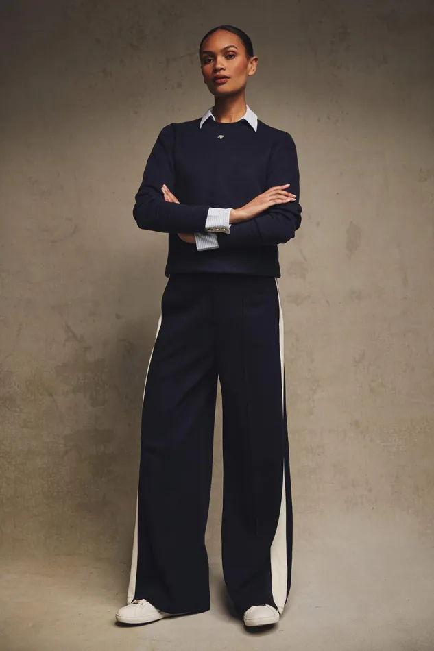 Holland Cooper Wide Leg Pant Ink Navy Women Trousers