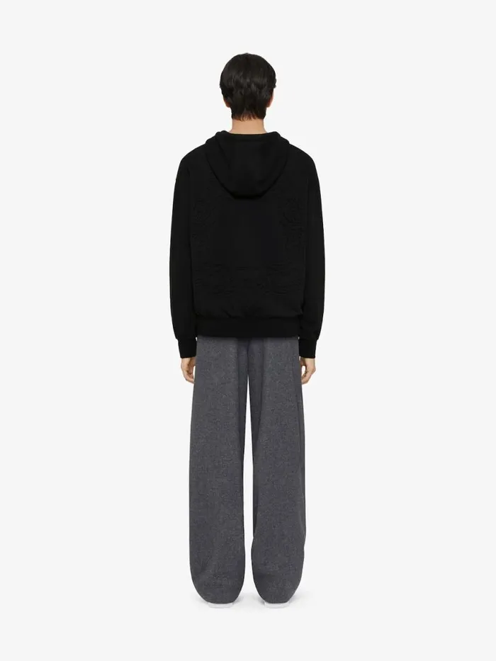 Hoodie In Fleece With Baroque Embossing Black Men Givenchy Sweatshirts and Hoodies