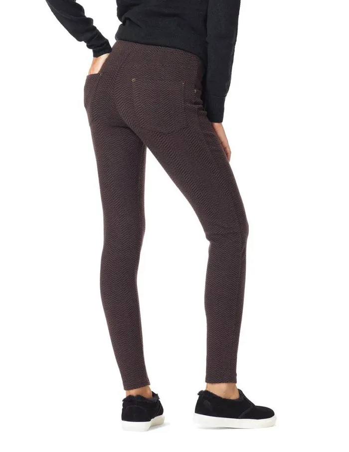 Hue Crazy Soft Stretch Flannel High Rise Leg Brown Herringbone Women Ponte