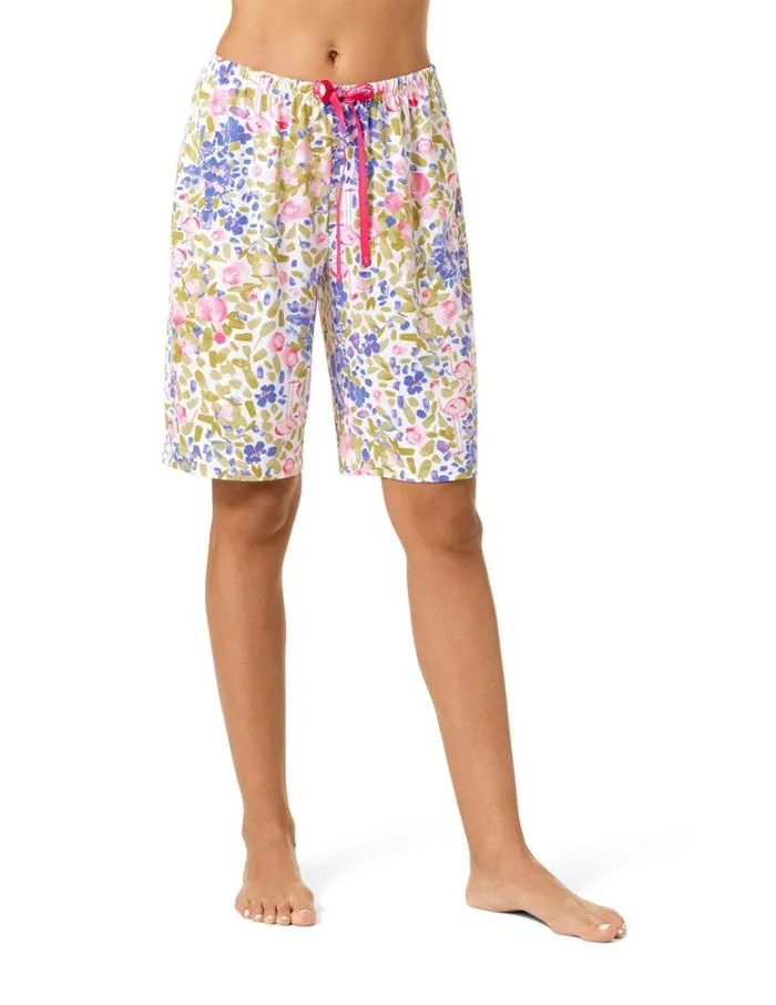 Hue Floral Flamingos PJ Bermuda Shorts White Women Plus Size